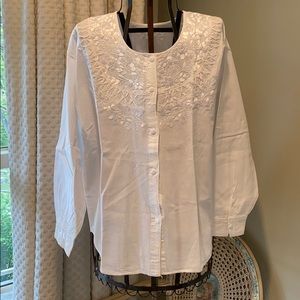 Embroidered Mexican Blouse, White